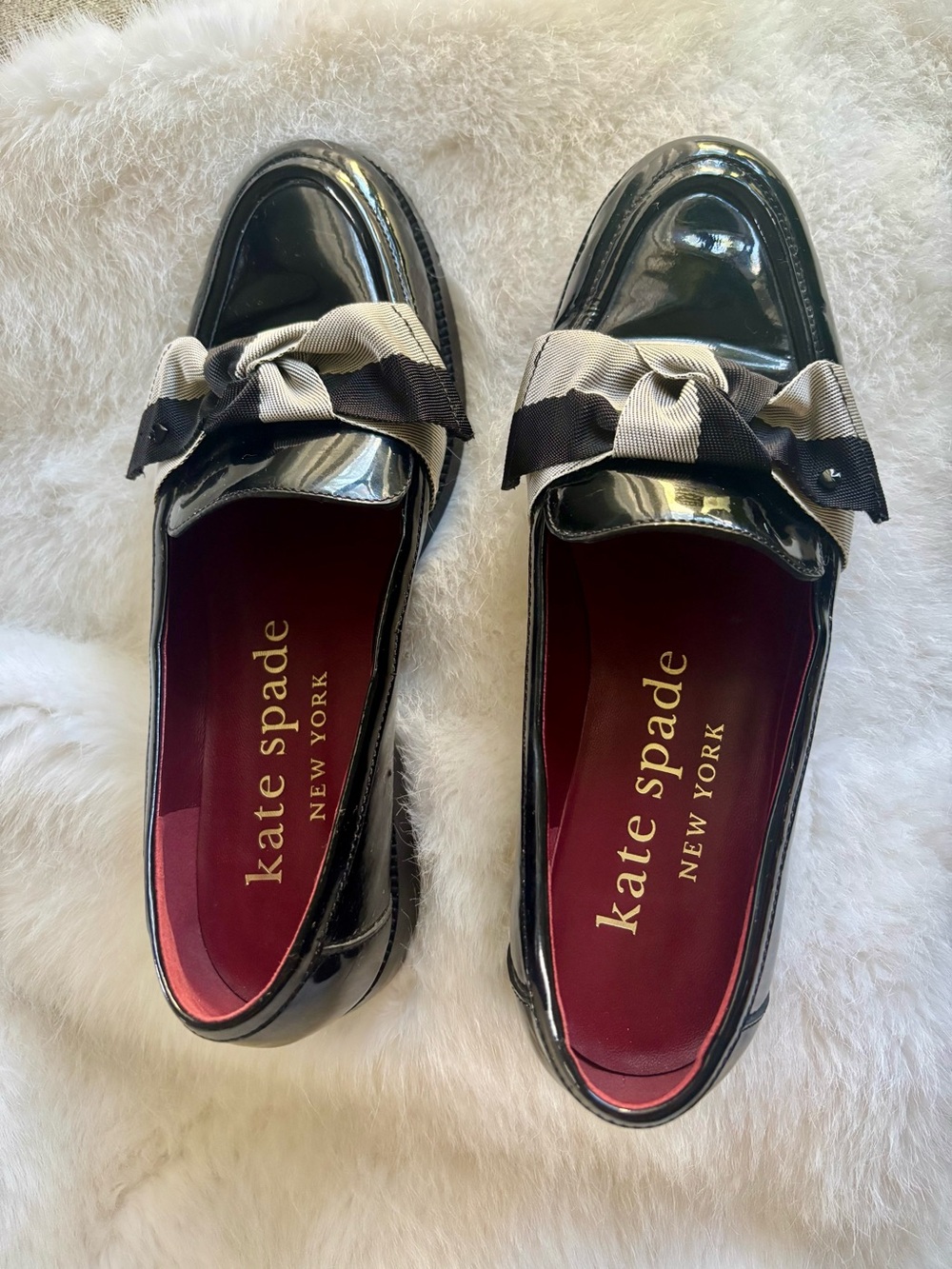 Kate Spade New York Leandra Loafer glossy black patent leather, ribbon bow π€ 8.5